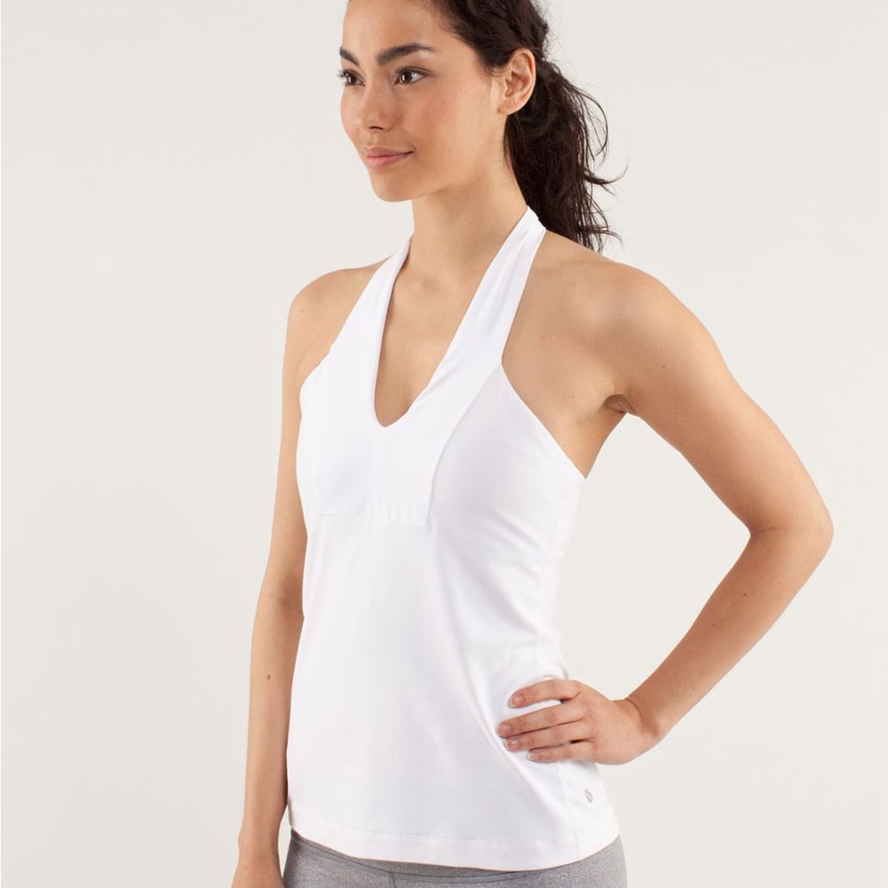 Lululemon 8 Open Soul Tank Top in White built in Bra Yoga Pilates